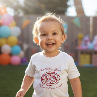 T-shirt Pour Les Tous Petits Tranche de pizza rouge amusante fille d'anniversai