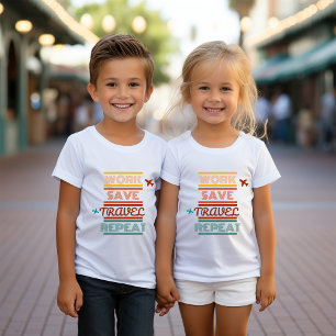 T-shirt Pour Les Tous Petits Travail Économisez Voyage Répétition - Aventure & 