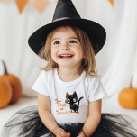 T-shirt Pour Les Tous Petits Tricoter ou traiter mignon Chat noir fête d'Hallow<br><div class="desc">Trick or Treat cute Black Cat Halloween party Toddler T-shirt Objets correspondants disponibles.</div>