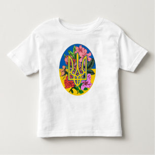 T-shirt Pour Les Tous Petits Trident ukrainien et drapeau de l'Ukraine avec des