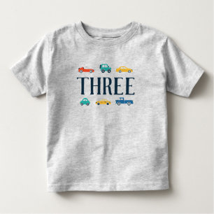 T-shirt Pour Les Tous Petits Trois maillot d'anniversaire de transport
