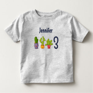T-shirt Pour Les Tous Petits Trois mignons cactus dans des pots de fleurs Amusa