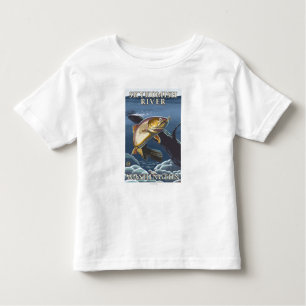 T-shirt Pour Les Tous Petits Truite pêchant la section transversale - rivière