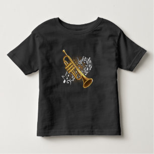 T-shirt Pour Les Tous Petits Trumpet Player Musical Notes Jazz Music Art