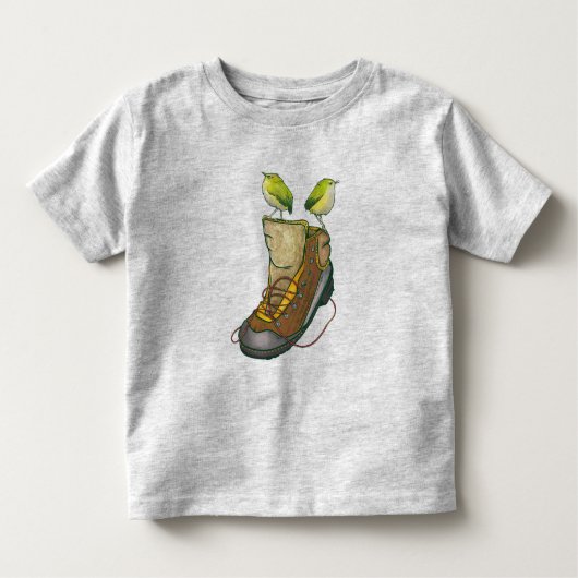 T-shirt Pour Les Tous Petits Tuke en métal sur une botte de randonnée (Devant)