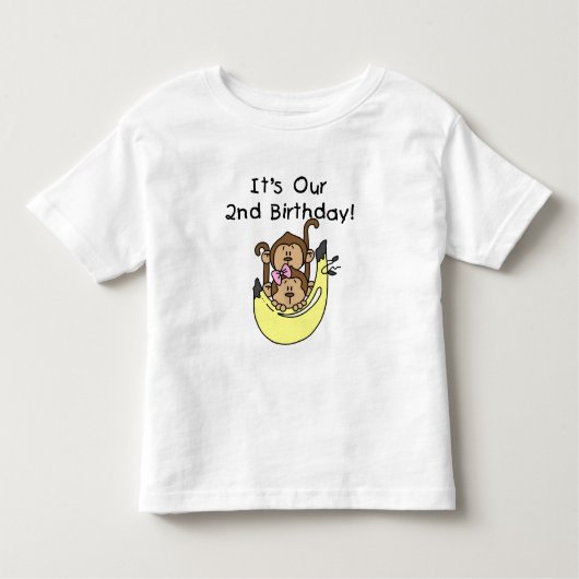 T-shirt Pour Les Tous Petits Twins Monkey Boy and Girl 2e anniversaire (Devant)