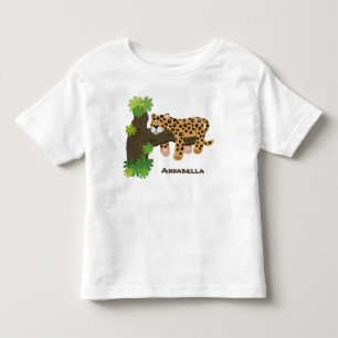 T-shirt Pour Les Tous Petits Un mignon léopard dormant dans un arbre dessin ani