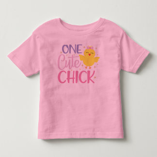 T-shirt Pour Les Tous Petits Un mignon poussin jaune rose fille moderne