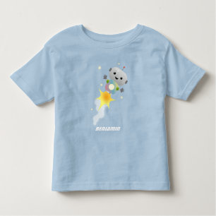 T-shirt Pour Les Tous Petits Un mignon robot volant dans l'espace dessin animé