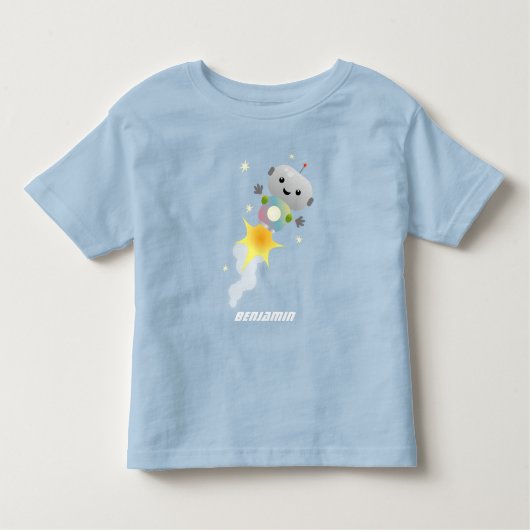 T-shirt Pour Les Tous Petits Un mignon robot volant dans l'espace dessin animé (Devant)