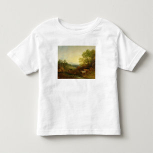 T-shirt Pour Les Tous Petits Un paysage avec des bétail et des figures d'un
