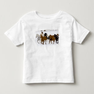 T-shirt Pour Les Tous Petits Un paysage hivernal de chevaux au galop