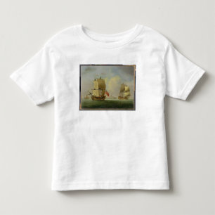 T-shirt Pour Les Tous Petits Un sloop anglais et une frégate dans une brise