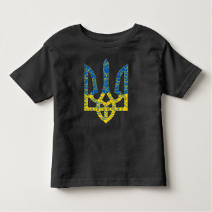 T-shirt Pour Les Tous Petits Un trident ukrainien texturé drapeau d'Ukraine cou
