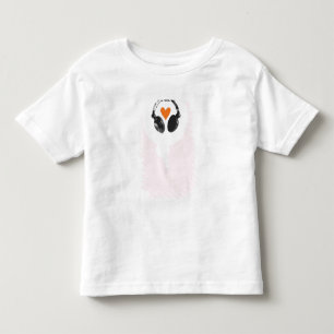 T-shirt Pour Les Tous Petits Une bulle de pensée avec un coeur et des écouteu