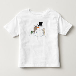T-shirt Pour Les Tous Petits Une joyeuse illustration de Noël Snowman