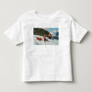 T-shirt Pour Les Tous Petits Une scène Sledding de toboggan