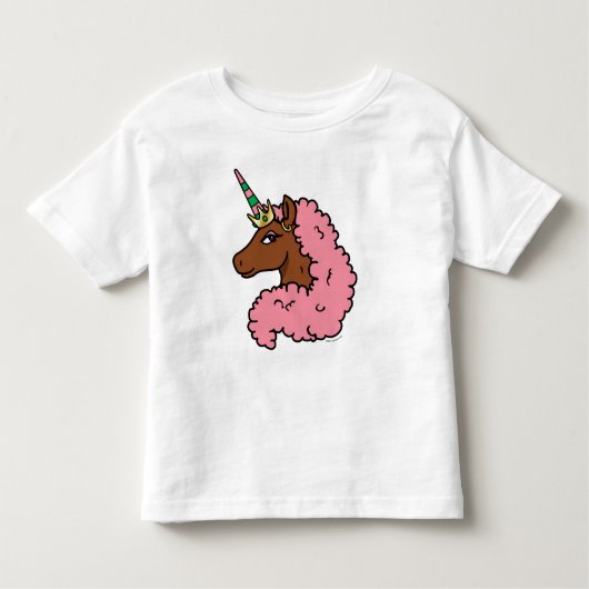 T-shirt Pour Les Tous Petits Unicorne Afro Rose clair (Devant)