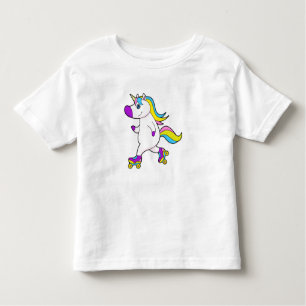 T-shirt Pour Les Tous Petits Unicorne au patinage en ligne avec patins à roulea