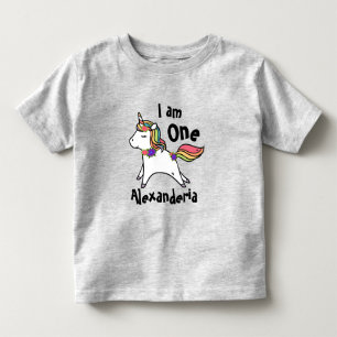 T-shirt Pour Les Tous Petits Unicorne avec arc-en-ciel fleurs rose pourpre