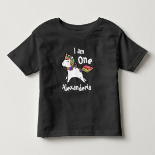 T-shirt Pour Les Tous Petits Unicorne avec arc-en-ciel fleurs rose pourpre