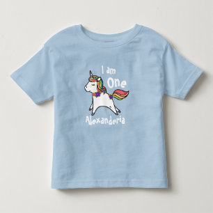 T-shirt Pour Les Tous Petits Unicorne avec arc-en-ciel fleurs rose pourpre
