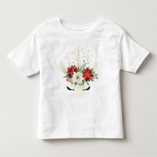 T-shirt Pour Les Tous Petits Unicorne de Noël floral (Devant)