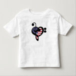 T-shirt Pour Les Tous Petits USA Flag Music Heart - American Pride Musician<br><div class="desc">Rouge, blanc, bleu États-Unis stars-n-stripes Musique Coeur de Clé pour express votre American Pride, Juillet 4 Indépendance, Memorial Day, ou musicien patriotique militaire vétéran. > USA, drapeau américain est inséré à l'intérieur d'un Treble combiné et Bass Clef pour faire un coeur. > Personnalisez-le ! Ajoutez un nom, une photo ou...</div>