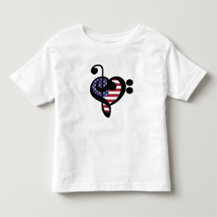 T-shirt Pour Les Tous Petits USA Flag Music Heart - American Pride Musician