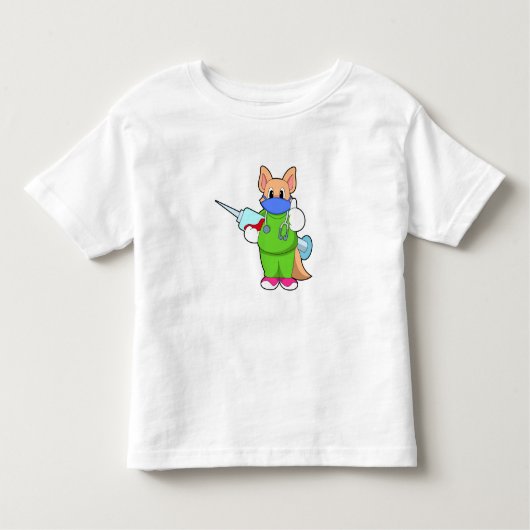 T-shirt Pour Les Tous Petits Vaccination au chat avec seringue (Devant)