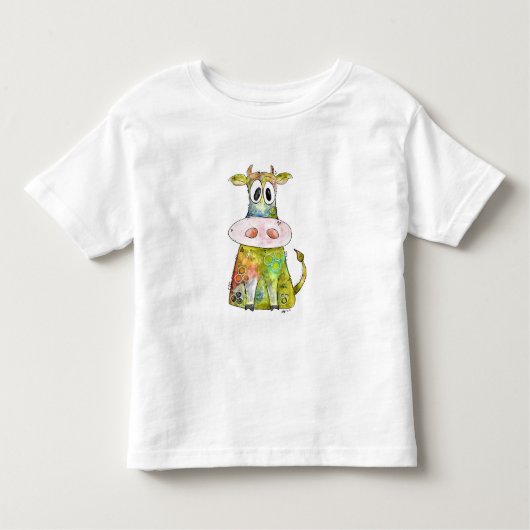 T-shirt Pour Les Tous Petits Vache blanche couleur blanc mignon (Devant)