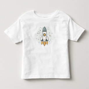 T-shirt Pour Les Tous Petits Vaisseau Spatial Beige Pastel Doux