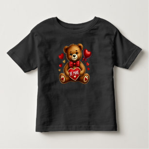 T-shirt Pour Les Tous Petits Valentine Be Mine Teddy Bear Rouge