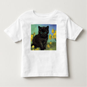 T-shirt Pour Les Tous Petits Van Gogh Chat noir Fleurs jaunes