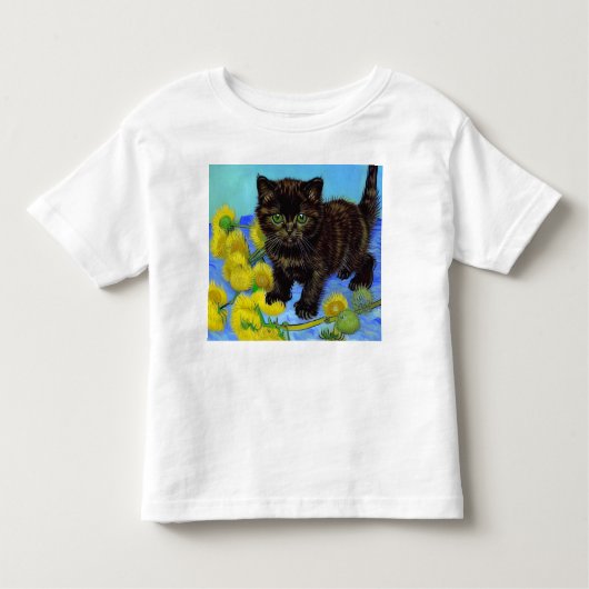 T-shirt Pour Les Tous Petits Van Gogh Style Chat avec tournesol (Devant)