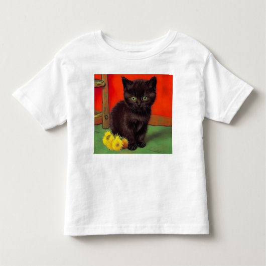 T-shirt Pour Les Tous Petits Van Gogh Style Chat noir (Devant)