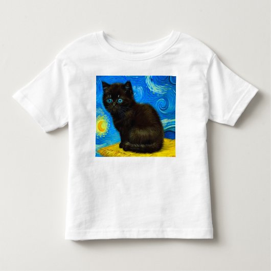 T-shirt Pour Les Tous Petits Van Gogh Style Starry Night Cat (Devant)
