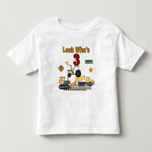 T-shirt Pour Les Tous Petits Véhicules de construction 3e chemises d'anniversai
