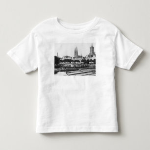 T-shirt Pour Les Tous Petits Vente de bois sur la rivière Trave, Lubeck, c.1910