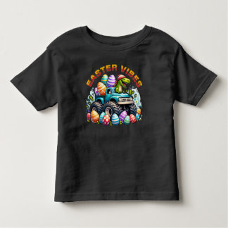 T-shirt Pour Les Tous Petits Vibes de Pâques Dino sur un camion Monster avec Oe