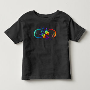 T-shirt Pour Les Tous Petits Vibrant infinity with rainbow butterfly on black