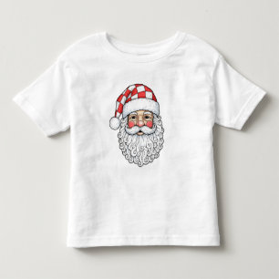 T-shirt Pour Les Tous Petits Visage de Père Noël Patchwork Doodle Art Stylo et