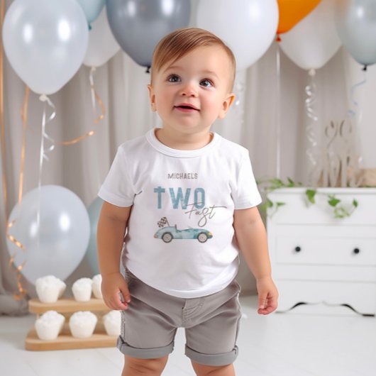 T-shirt Pour Les Tous Petits Voiture de course 2e anniversaire