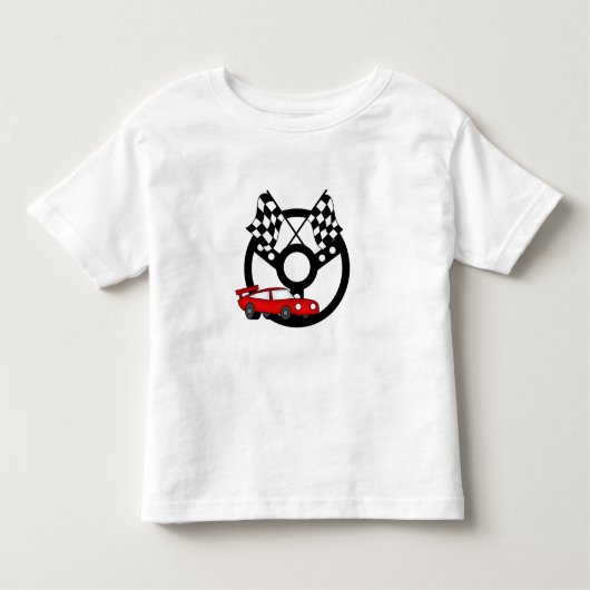 T-shirt Pour Les Tous Petits Voiture et drapeaux de course rouges (Devant)