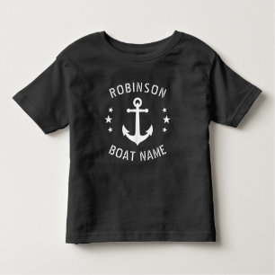 T-shirt Pour Les Tous Petits Votre nom et bateau Vintage Ancre Étoiles Noir Bla