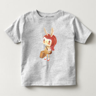 T-shirt Pour Les Tous Petits Voyage en forêt : Fille lapin avec valise vintage