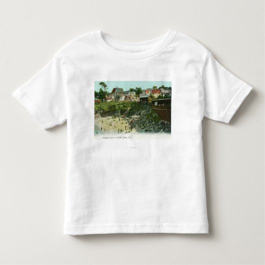 T-shirt Pour Les Tous Petits Vue aérienne de la plage se baignante (Devant)
