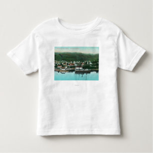 T-shirt Pour Les Tous Petits Vue de bord de mer de la ville et du vapeur