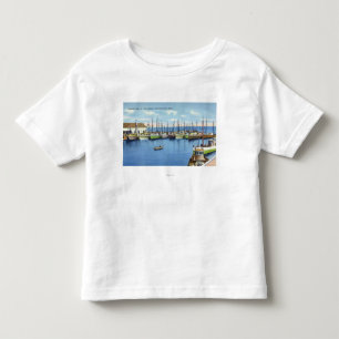 T-shirt Pour Les Tous Petits Vue de flotte de pêche dans le port