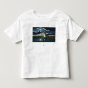 T-shirt Pour Les Tous Petits Vue de phare de Cobbosseecontee de lac la nuit